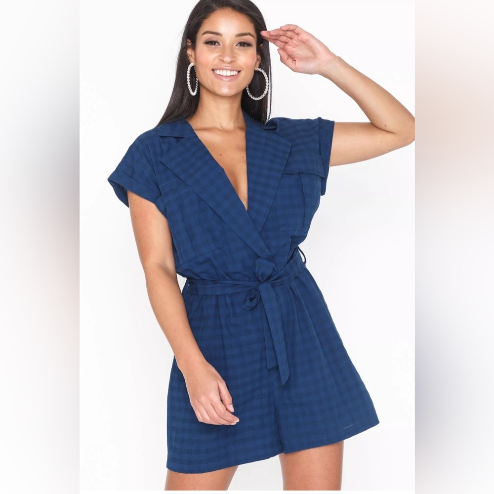 Noisy May Blue Checkered Romper